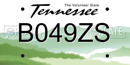 B049ZS Tennessee License Plate
