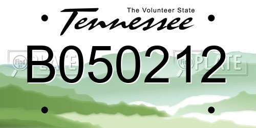 B050212 Tennessee License Plate