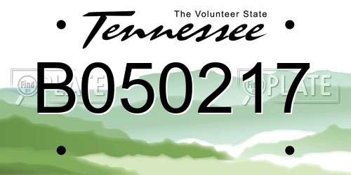 B050217 Tennessee License Plate