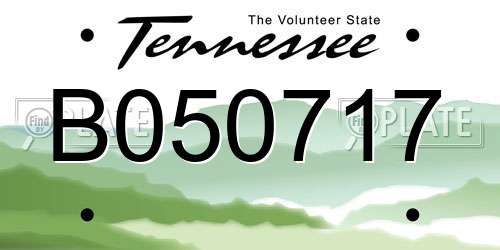 B050717 Tennessee License Plate