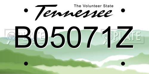 B05071Z Tennessee License Plate