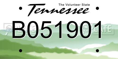 B051901 Tennessee License Plate