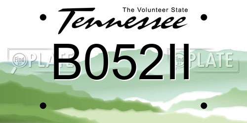 B052II Tennessee License Plate
