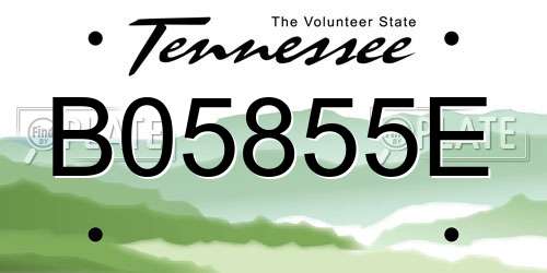 B05855E Tennessee License Plate