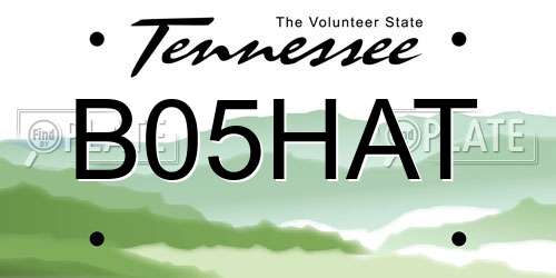 B05HAT Tennessee License Plate