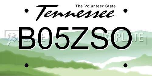 B05ZSO Tennessee License Plate