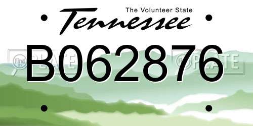 B062876 Tennessee License Plate