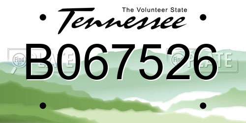 B067526 Tennessee License Plate