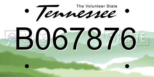 B067876 Tennessee License Plate