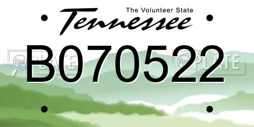 B070522 Tennessee License Plate