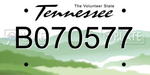 B070577 Tennessee License Plate