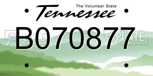 B070877 Tennessee License Plate