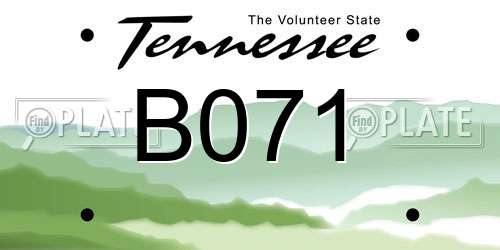 B071 Tennessee License Plate