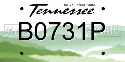 B0731P Tennessee License Plate