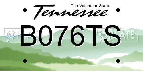 B076TS Tennessee License Plate