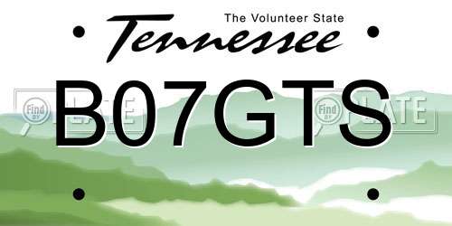 B07GTS Tennessee License Plate