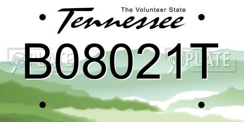 B08021T Tennessee License Plate