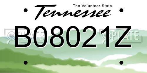 B08021Z Tennessee License Plate