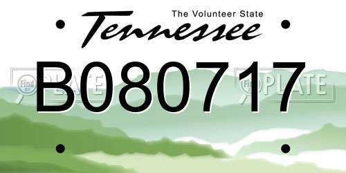 B080717 Tennessee License Plate