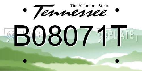 B08071T Tennessee License Plate