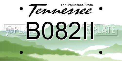 B082II Tennessee License Plate