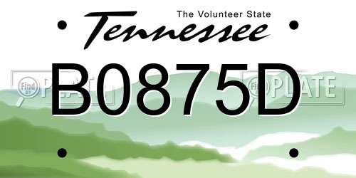 B0875D Tennessee License Plate