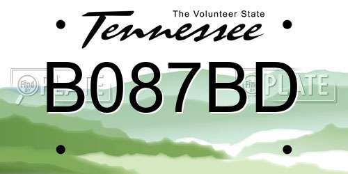 B087BD Tennessee License Plate