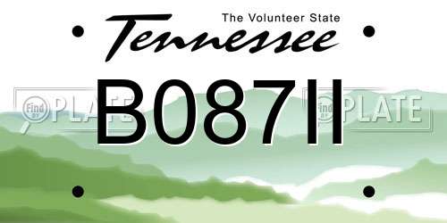 B087II Tennessee License Plate