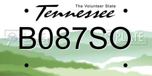 B087SO Tennessee License Plate