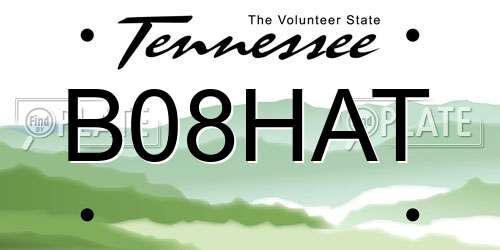 B08HAT Tennessee License Plate