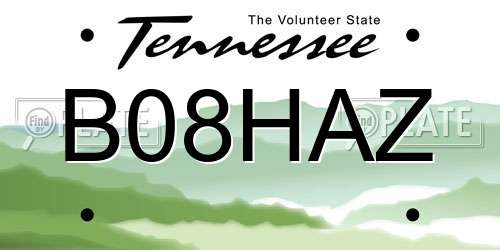 B08HAZ Tennessee License Plate