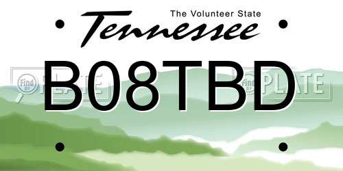B08TBD Tennessee License Plate