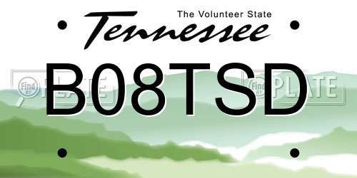 B08TSD Tennessee License Plate