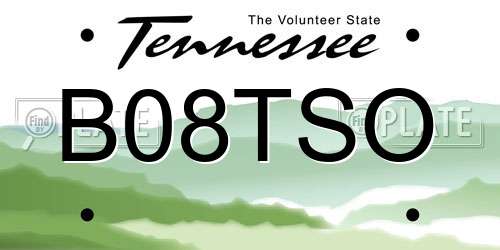 B08TSO Tennessee License Plate