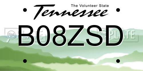 B08ZSD Tennessee License Plate