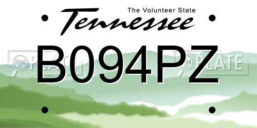 B094PZ Tennessee License Plate