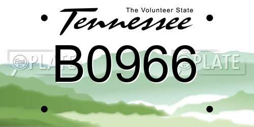 B0966 Tennessee License Plate