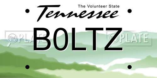 B0LTZ Tennessee License Plate