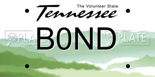 B0ND Tennessee License Plate