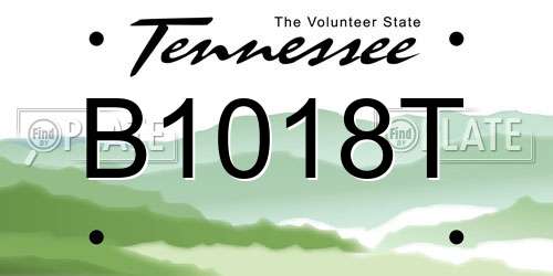 B1018T Tennessee License Plate
