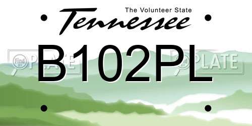 B102PL Tennessee License Plate
