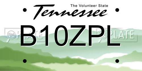 B10ZPL Tennessee License Plate