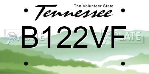 B122VF Tennessee License Plate