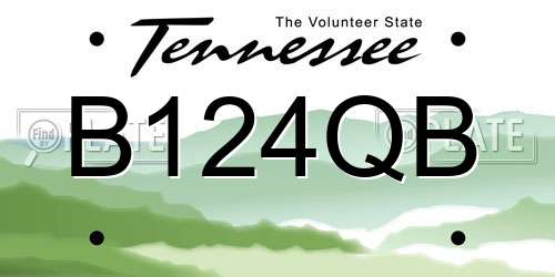 B124QB Tennessee License Plate