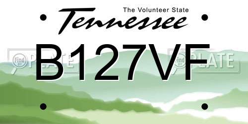 B127VF Tennessee License Plate