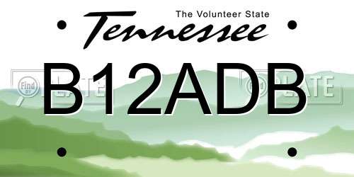 B12ADB Tennessee License Plate
