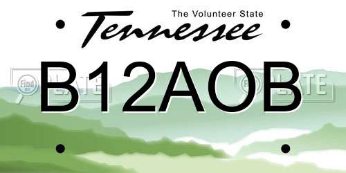 B12AOB Tennessee License Plate