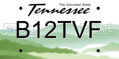 B12TVF Tennessee License Plate