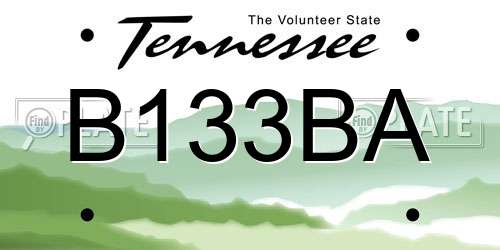 B133BA Tennessee License Plate