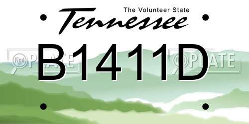 B1411D Tennessee License Plate